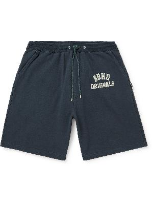 Neighborhood - Wide-Leg Logo-Flocked Cotton-Jersey Drawstring Shorts