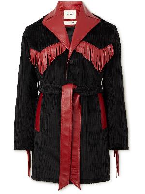 Nicholas Daley - Clinton Fringed Leather-Trimmed Cotton-Corduroy Coat