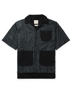 Nicholas Daley - Aloha Camp-Collar Panelled Satin-Jacquard and Cotton-Twill Shirt