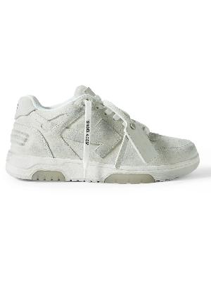 Off-White - Out of Office Distressed Leather-Trimmed Suede Sneakers