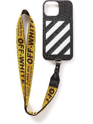 Off-White - Logo-Print Faux Leather iPhone 13 Pro Max Case with Lanyard