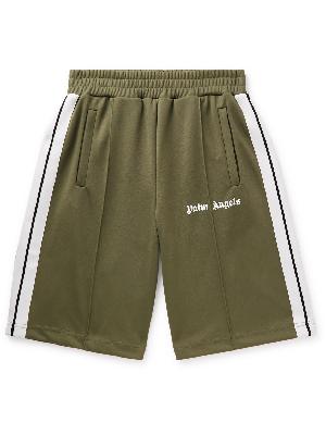 Palm Angels - Straight-Leg Striped Logo-Print Tech-Jersey Shorts