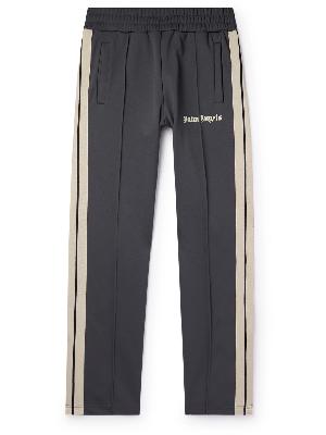 Palm Angels - Classic Straight-Leg Striped Logo-Print Jersey Sweatpants