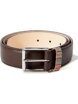 Paul Smith - Stripe-Trimmed Leather Belt