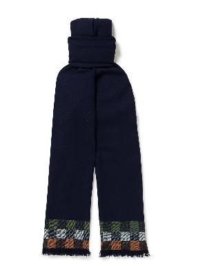 Paul Smith - Fringed Checked Wool and Cashmere-Blend Scarf