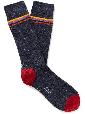 Paul Smith - Ulysses Striped Ribbed Cotton-Blend Socks