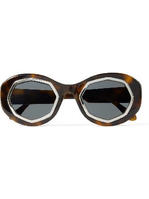 Retrosuperfuture - Marni Mount Bromo Round-Frame Tortoiseshell Acetate and Silver-Tone Sunglasses