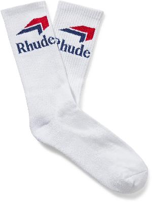 Rhude - Logo-Jacquard Ribbed Stretch Cotton-Blend Socks