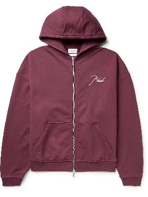 Rhude - Logo-Embroidered Cotton-Jersey Zip-Up Hoodie