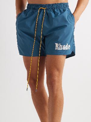 Rhude - Straight-Leg Mid-Length Logo-Appliquéd Swim Shorts