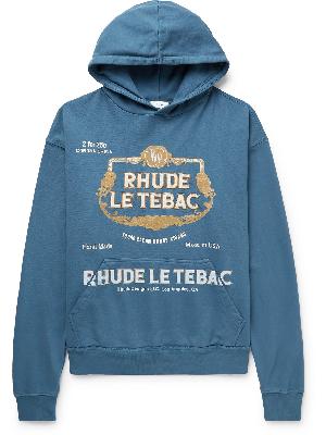 Rhude - Le Tabac Logo-Embroidered Printed Cotton-Jersey Hoodie