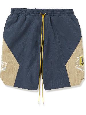 Rhude - Wine Club Straight-Leg Panelled Logo-Embroidered Cotton-Twill Shorts