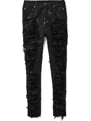DRKSHDW by Rick Owens - Detroit Slim-Fit Distressed Paint-Splattered Coated Jeans