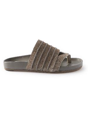 Rick Owens - Ruhlmann Granola Ribbed Suede-Trimmed Leather Sandals