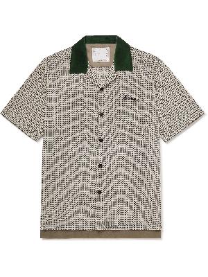 Sacai - Logo-Embroidered Velvet-Trimmed Printed Woven Shirt
