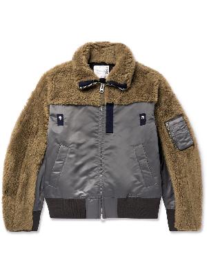 Sacai - Grosgrain-Trimmed Layered Wool-Fleece and Shell Bomber Jacket