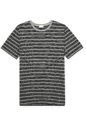 SAINT LAURENT - Logo-Embroidered Striped Cotton-Jersey T-Shirt