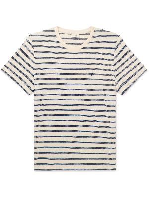 SAINT LAURENT - Slim-Fit Logo-Embroidered Striped Cotton-Jersey T-Shirt