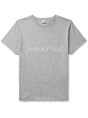 SAINT LAURENT - Distressed Logo-Print Cotton-Jersey T-Shirt