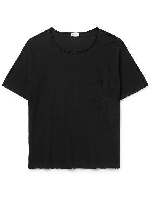 SAINT LAURENT - Distressed Cotton and Linen-Blend Jersey T-Shirt