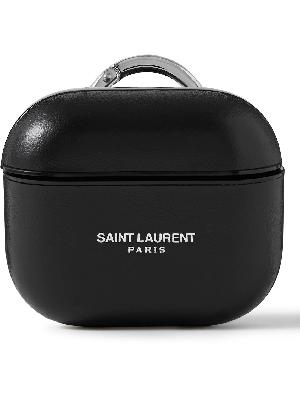 SAINT LAURENT - Logo-Print Leather AirPods Case - Men - Black - one size
