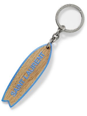 SAINT LAURENT - Surf Logo-Print Wood and Silver-Tone Key Fob - Men - Neutrals - one size