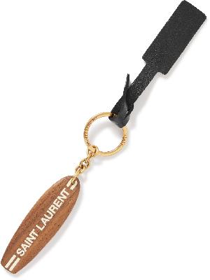 SAINT LAURENT - Surf Logo-Print Wood and Brass Key Ring - Men - Brown - one size
