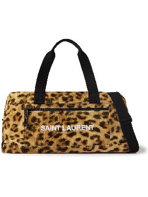 SAINT LAURENT - Logo-Print Leopard-Print Velvet Weekend Bag - Men - Brown - one size