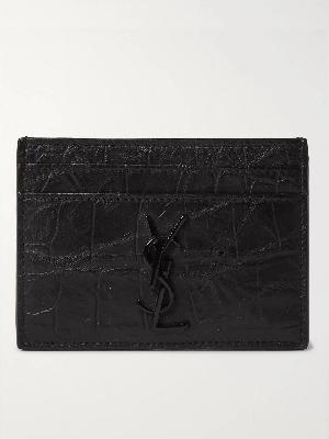 SAINT LAURENT - Logo-Appliquéd Croc-Effect Leather Wallet