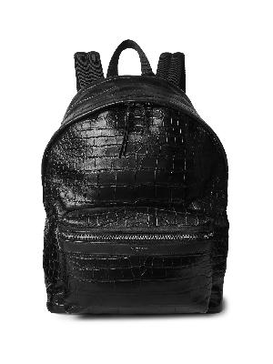 SAINT LAURENT - City Croc-Effect Leather Backpack