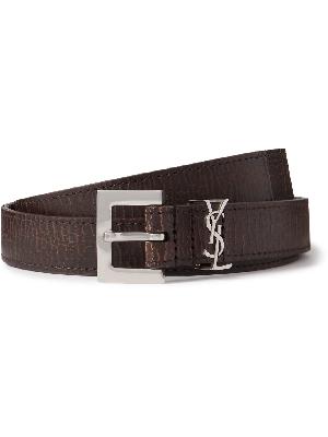SAINT LAURENT - 2cm Logo-Embellished Leather Belt