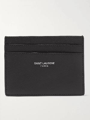 SAINT LAURENT - Logo-Print Pebble-Grain Leather Cardholder