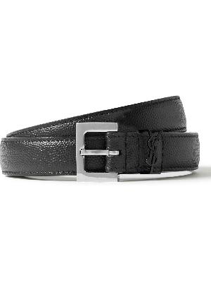 SAINT LAURENT - 2cm Pebble-Grain Leather Belt
