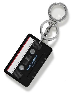 SAINT LAURENT - Cassette Tape Silver-Tone and Resin Key Fob