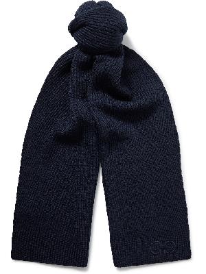 Salvatore Ferragamo - Logo-Embroidered Ribbed Wool Scarf