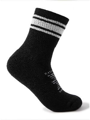 Satisfy - Striped Logo-Print Ribbed Merino Wool-Blend Socks