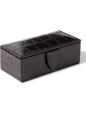 Smythson - Mini Croc-Effect Leather Cufflinks Box
