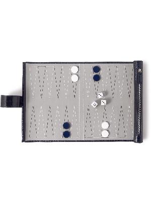 Smythson - Mara Portable Croc-Effect Leather Backgammon Set
