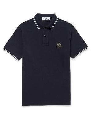 Stone Island - Slim-Fit Contrast-Tipped Stretch-Cotton Piqué Polo Shirt