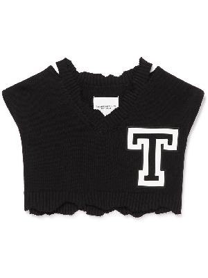 TAKAHIROMIYASHITA TheSoloist. - Cropped Distressed Appliquéd Cotton Sweater Vest