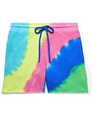 The Elder Statesman - Rainbow Void Tie-Dyed Cotton and Cashmere-Blend Jersey Drawstring Shorts