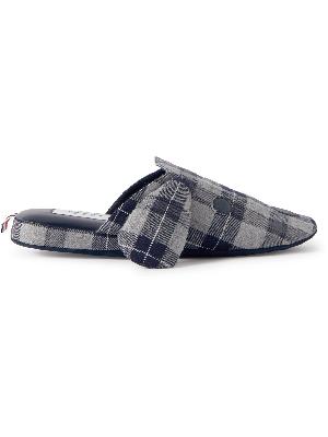 Thom Browne - Hector Leather-Trimmed Checked Wool-Flannel Slippers