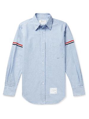 Thom Browne - Button-Down Collar Striped Grosgrain-Trimmed Cotton-Oxford Shirt