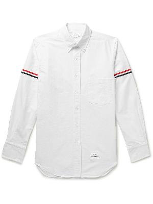 Thom Browne - Button-Down Collar Striped Grosgrain-Trimmed Cotton Oxford Shirt
