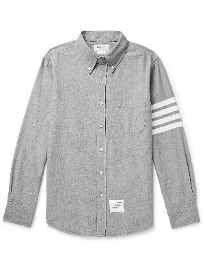 Thom Browne - Button-Down Collar Striped Cotton-Chambray Shirt