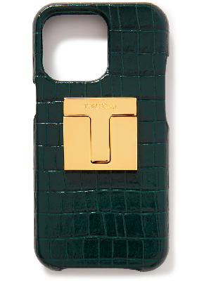 TOM FORD - Logo-Embellished Croc-Effect Leather iPhone 13 Pro Case