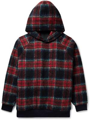UNDERCOVER - Oversized Checked Brushed Wool-Blend Hoodie