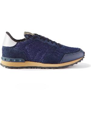 Valentino - Valentino Garavani Rockrunner Leather-Trimmed Suede and Mesh Sneakers