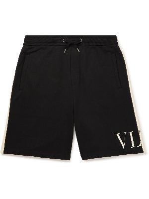Valentino - Wide-Leg Logo-Print Colour-Block Cotton-Jersey Drawstring Shorts