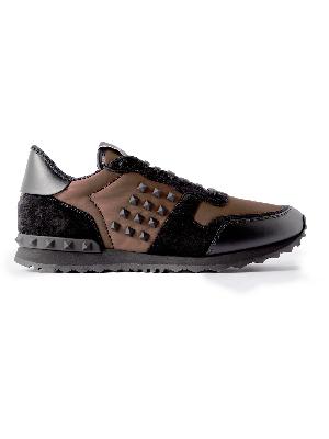 Valentino - Valentino Garavani Rockstud Leather-Trimmed Suede and Shell Sneakers